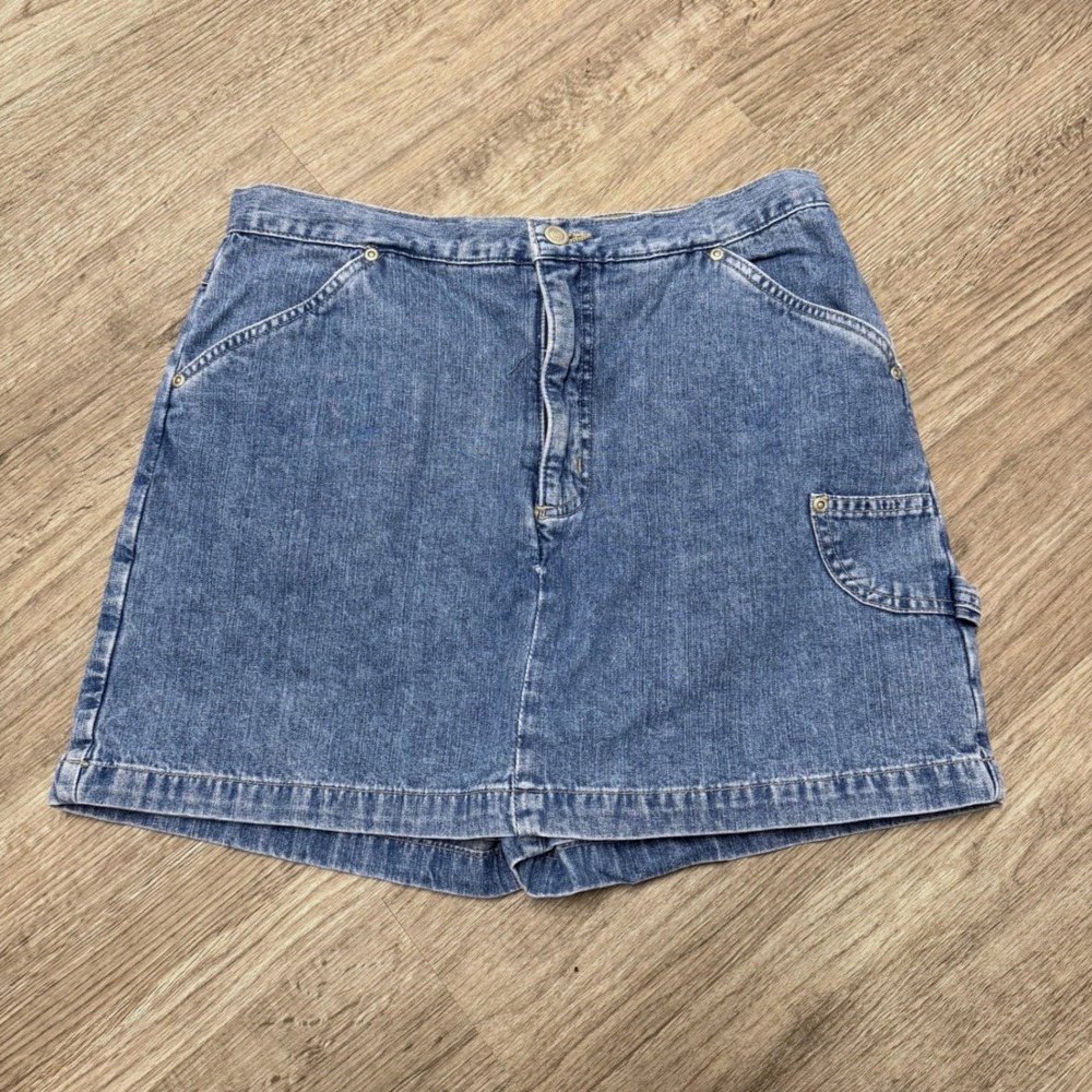 Chazzz Vintage Denim Carpenter Skort Medium Wash Blue Cotton Size 11